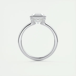 2.03CT Asscher Cut Half Bezel Solitaire Moissanite Engagement Ring