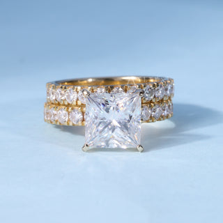 2.0ct Princess Moissanite Diamond Pave Engagement Ring With Wedding Band