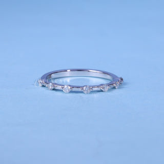 Round Moissanite Diamond Petite Pave Wedding Band