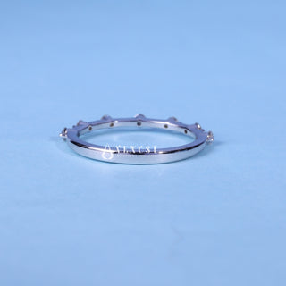 Round Moissanite Diamond Petite Pave Wedding Band