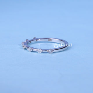 Round Moissanite Diamond Petite Pave Wedding Band