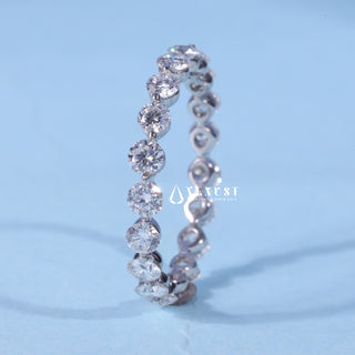 Round Moissanite Diamond Full Eternity Bar Pave Wedding Band