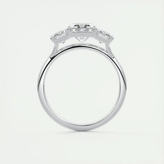 1.91 CT Emerald Cut Three stone Moissanite Engagement Ring angle view