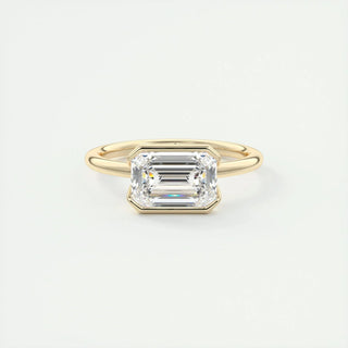 Sparkling 1.91ct emerald solitaire moissanite ring macro detail of the stones