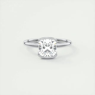 2.15 CT Cushion Half Bezel Solitaire Moissanite Engagement Ring
