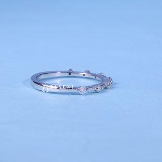 Round Moissanite Diamond Petite Pave Wedding Band