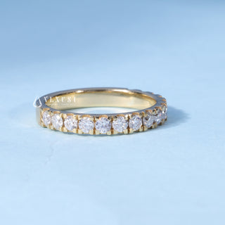 Round Cut Half Eternity Pave Moissanite Diamond Wedding Band