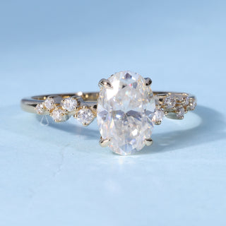 2.0CT Oval Cut Moissanite Diamond Hidden Halo Cluster Engagement Ring