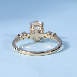 2.0CT Oval Cut Moissanite Diamond Hidden Halo Cluster Engagement Ring