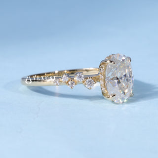 2.0CT Oval Cut Moissanite Diamond Hidden Halo Cluster Engagement Ring
