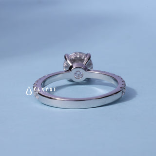 Top view of the Round Cut Moissanite Pave Hidden Halo Engagement Ring centre stone