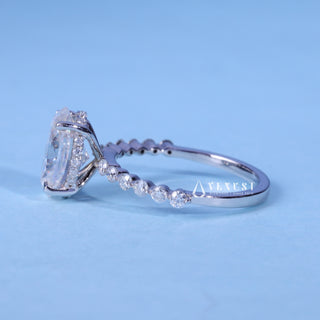 Gorgeous 2.0ct oval hidden halo moissanite ring side profile view