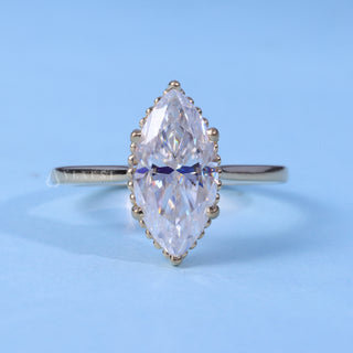 Delicate 1.50ct marquise moissanite ring front view