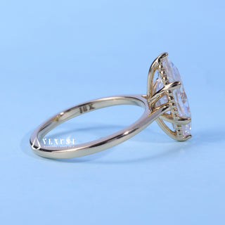 Delicate 1.50ct marquise moissanite ring side profile view