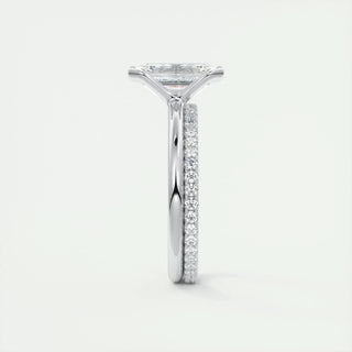 Elegant 1.91ct emerald solitaire moissanite ring angled view showing its sparkle
