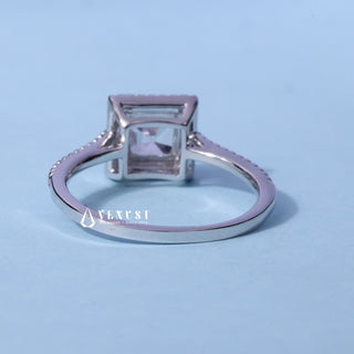 Top view of the Halo Pave Moissanite Asscher Cut Ring centre stone