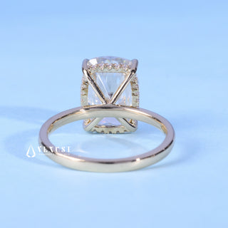 Bold 1.50ct cushion hidden halo moissanite ring top view