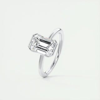 Elegant 1.91ct emerald solitaire moissanite ring side profile view