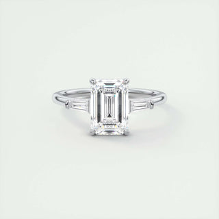 Stunning 1.91ct emerald three stone moissanite ring side profile view