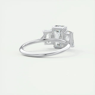 1.91 CT Emerald Cut Three stone Moissanite Engagement Ring full view