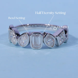 Bezel Set Moissanite Diamond Wedding Bands His And Hers