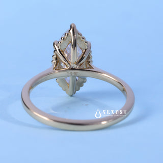Marquise Cut Moissanite Cathedral Engagement Ring Solitaire opposite side view