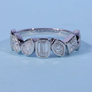 Bezel Set Moissanite Diamond Wedding Bands His And Hers