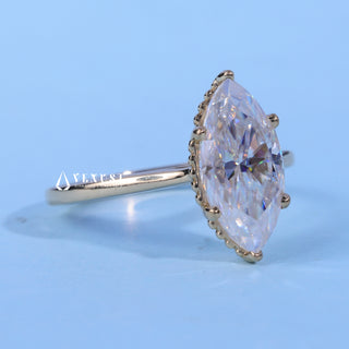 Rear gallery view of Marquise Cut Moissanite Cathedral Engagement Ring Solitaire