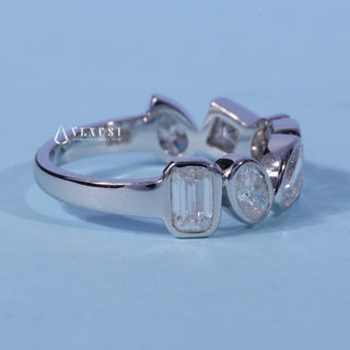 Bezel Set Moissanite Diamond Wedding Bands His And Hers