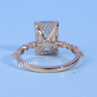 Modern 1.50ct emerald hidden halo moissanite ring top view