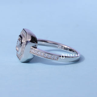 Asscher Halo Bezel Set Moissanite Engagement Ring top view