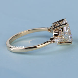 Sparkling 1.50ct oval cluster moissanite ring three quarter angled view