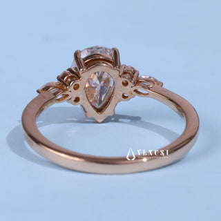 Vintage 1.0ct pear cluster moissanite ring top view