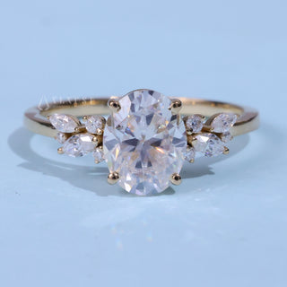 Refined 1.50ct oval cluster moissanite ring front view