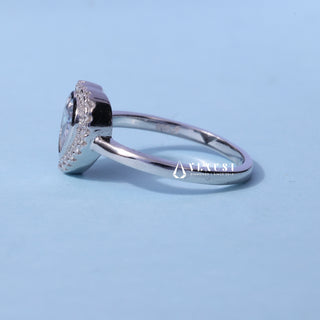 Bezel Halo Heart Shaped Moissanite Engagement Ring top view