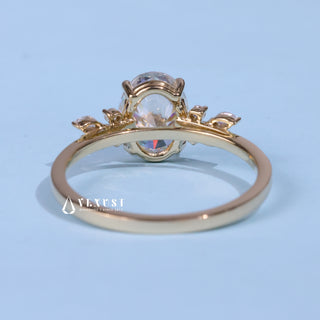 Refined 1.50ct oval cluster moissanite ring top view