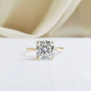 1.50 CT Cushion Solitaire Halo Moissanite Engagement Ring front view