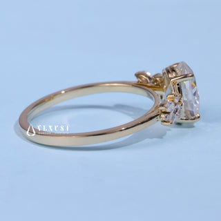 Refined 1.50ct oval cluster moissanite ring side profile view