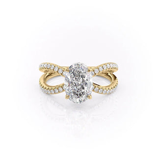 1.91 Oval Cut Solitaire Unique Pave Setting Moissanite Engagement Ring