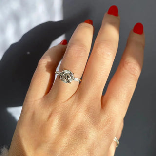 Timeless 2.0ct round three stone moissanite ring front view