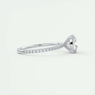 Lustrous 2.15ct cushion solitaire moissanite ring angled view showing its sparkle