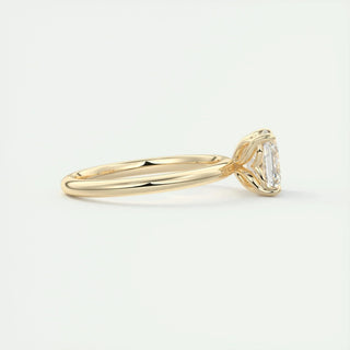 Radiant 2.03ct asscher solitaire moissanite ring angled view showing its sparkle