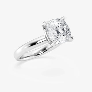 Gorgeous 1.0ct cushion solitaire moissanite ring angled view showing its sparkle