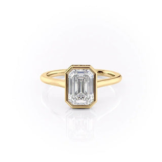 2.10 CT Emerald Cut Bezel Solitaire Moissanite Engagement Ring