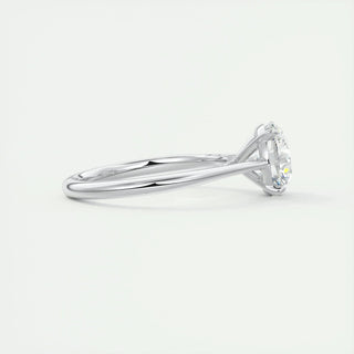 Modern 2.0ct round solitaire moissanite ring angled view showing its sparkle