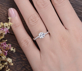 1.60CT Round Cut Twisted Pave Setting Moissanite Engagement Ring