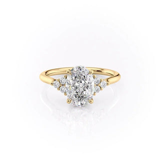 2.10 CT Oval Cut Cluster Halo Moissanite Engagement Ring sparkle view