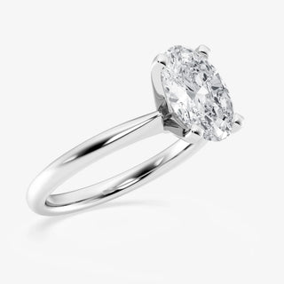 Classic 1.0ct oval solitaire moissanite ring angled view showing its sparkle
