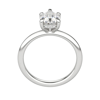 Brilliant 1.33ct pear hidden halo moissanite ring shown on a finger