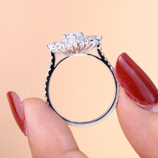 1.0ct Marquise Cut Cluster Halo Diamond Moissanite Vintage Style Engagement Rings Couple